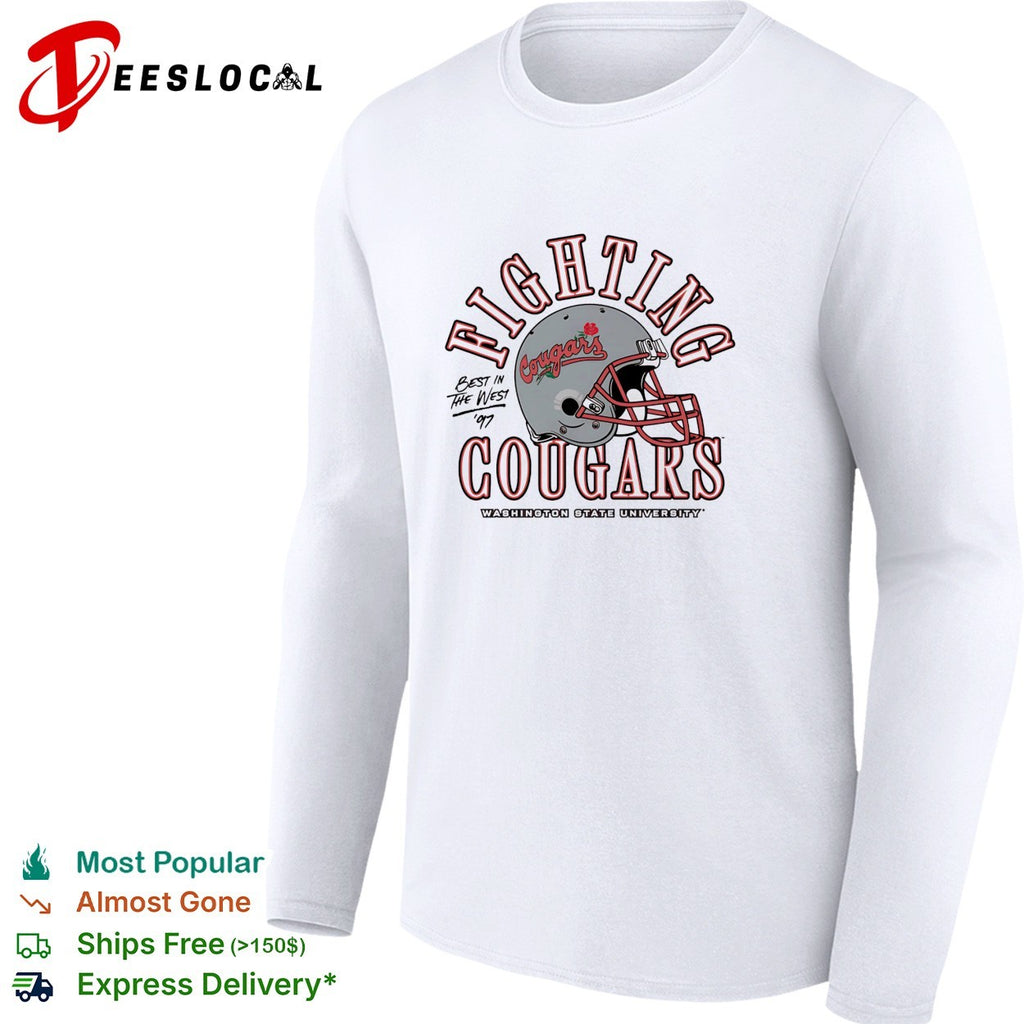 Washington State Cougars fighting cougars helmet best in the west 1997 shirt