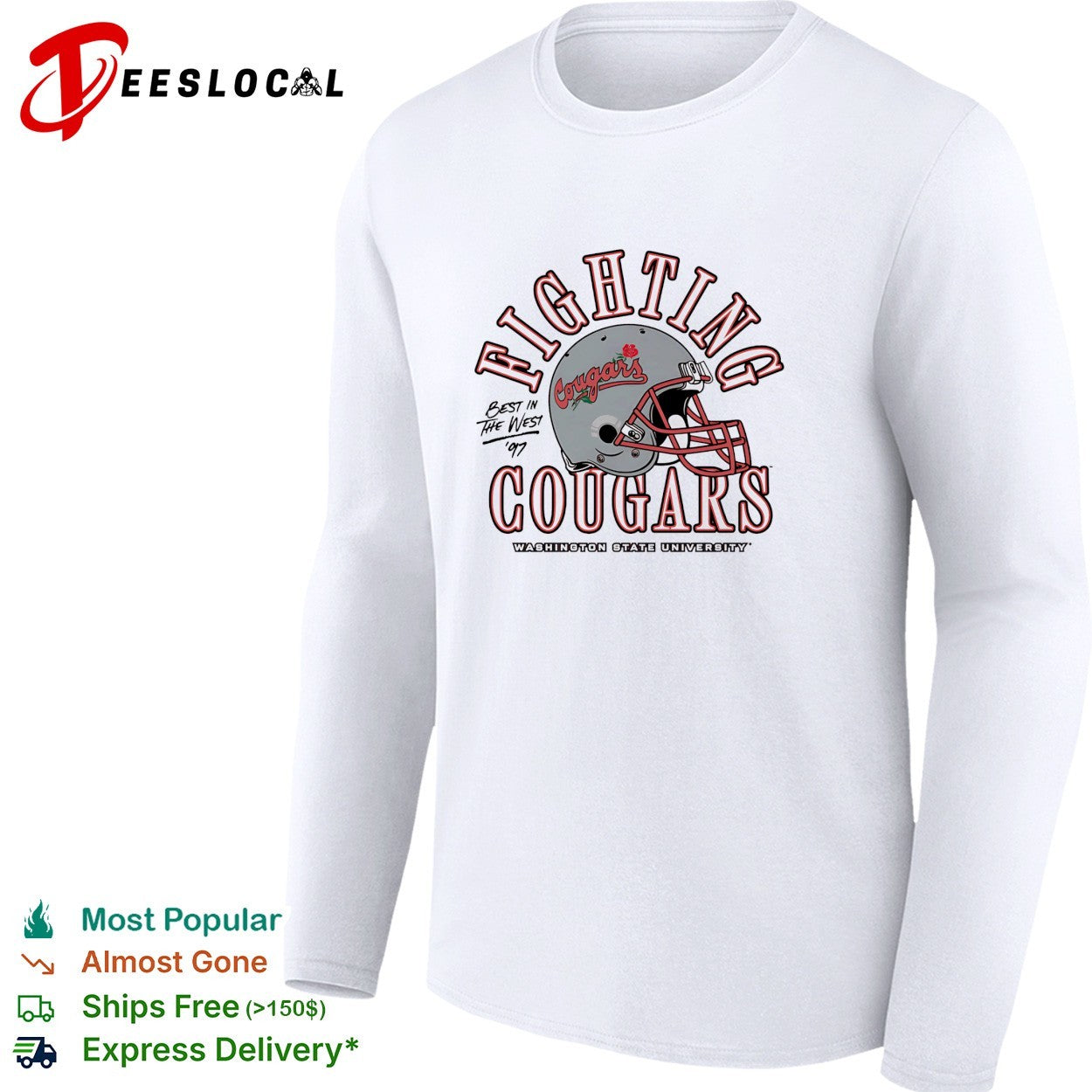 Washington State Cougars fighting cougars helmet best in the west 1997 shirt