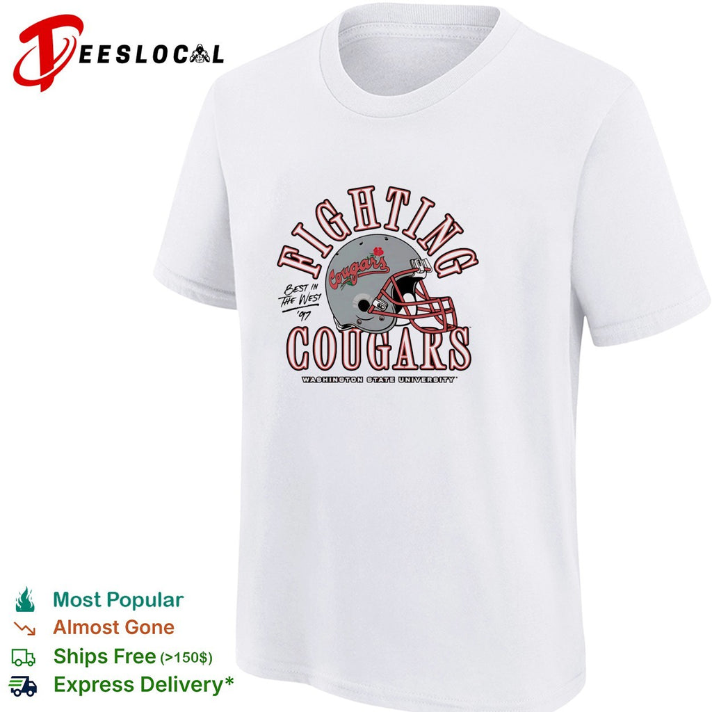Washington State Cougars fighting cougars helmet best in the west 1997 shirt