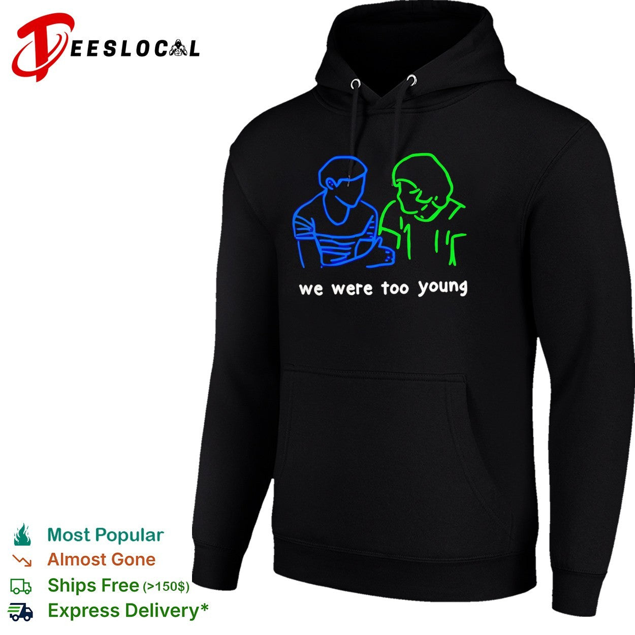 We Were Too Young Neon Line Art friendship shirt