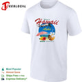 Welcome to Hawaii Aloha retro postcard with airplane palm trees and tropical drinks shirt