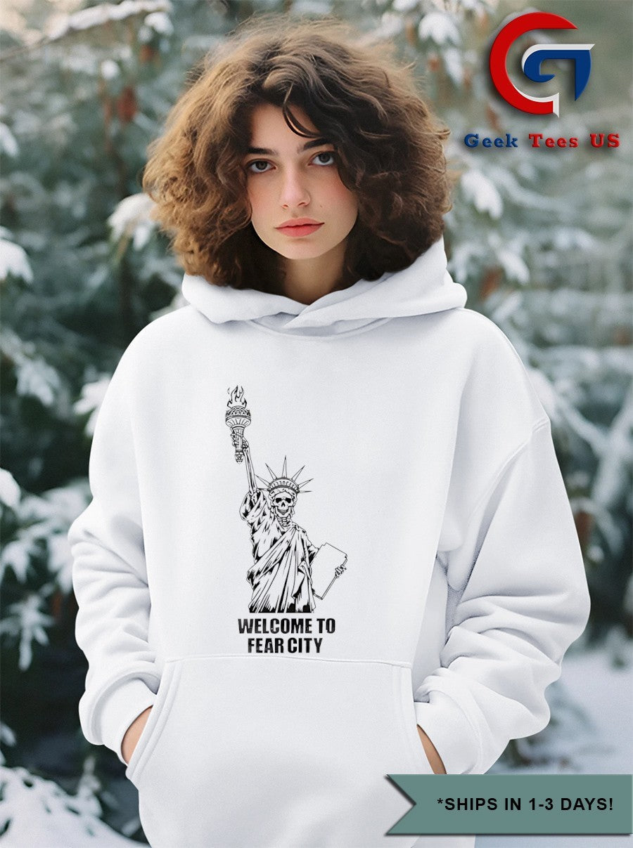 Welcome to fear city skeleton Statue of Liberty shirt