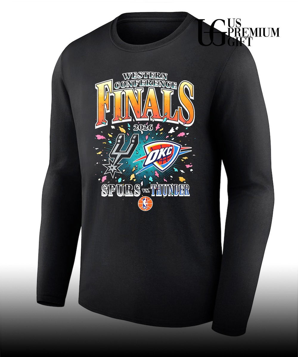 Western Conference Finals NBA 2026 San Antonio Spurs vs Oklahoma City Thunder basketball logo shirt