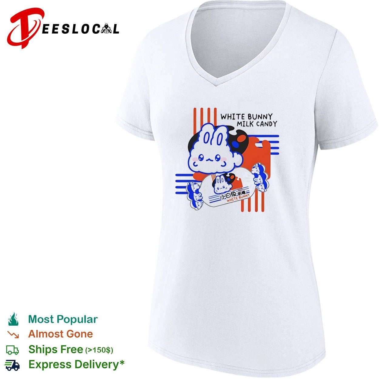 White Bunny Milk Candy Cute Rabbit Asian Snacks shirt