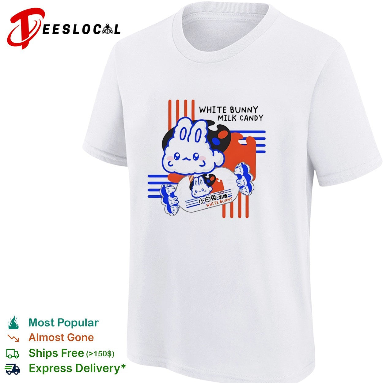 White Bunny Milk Candy Cute Rabbit Asian Snacks shirt