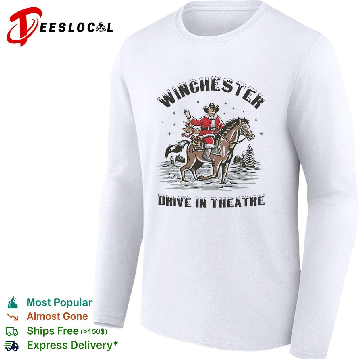 Winchester Drive In Theatre Santa Cowboy Christmas shirt