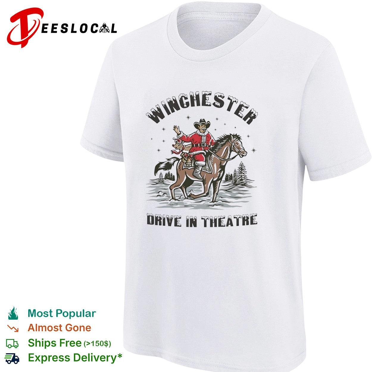 Winchester Drive In Theatre Santa Cowboy Christmas shirt