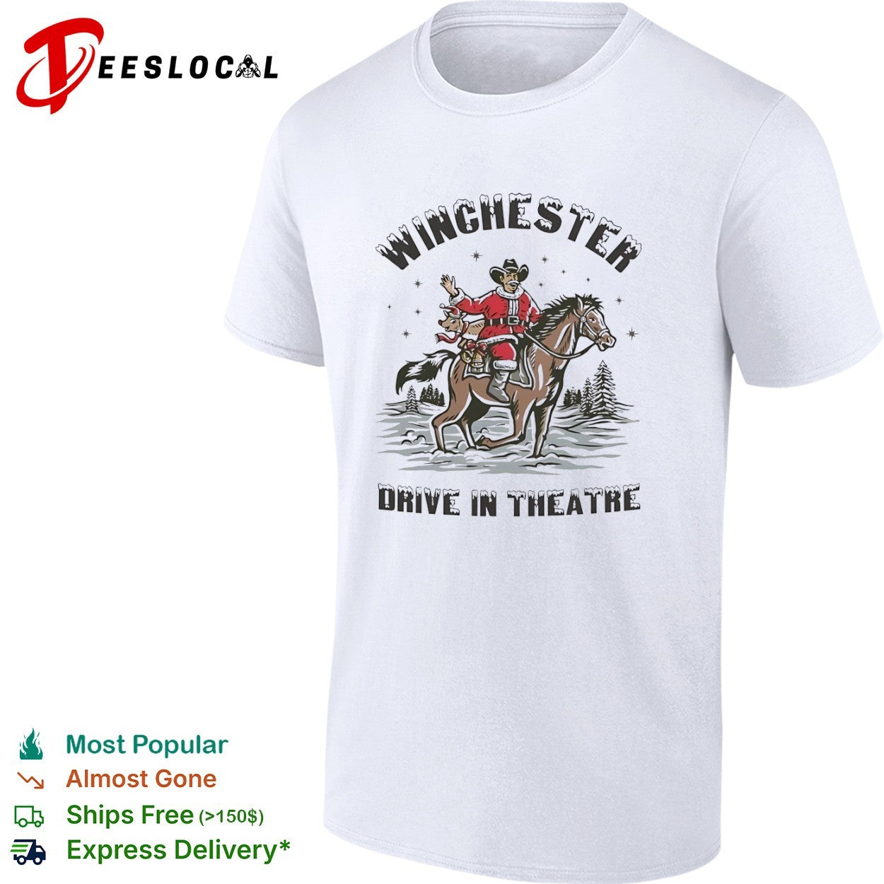 Winchester Drive In Theatre Santa Cowboy Christmas shirt