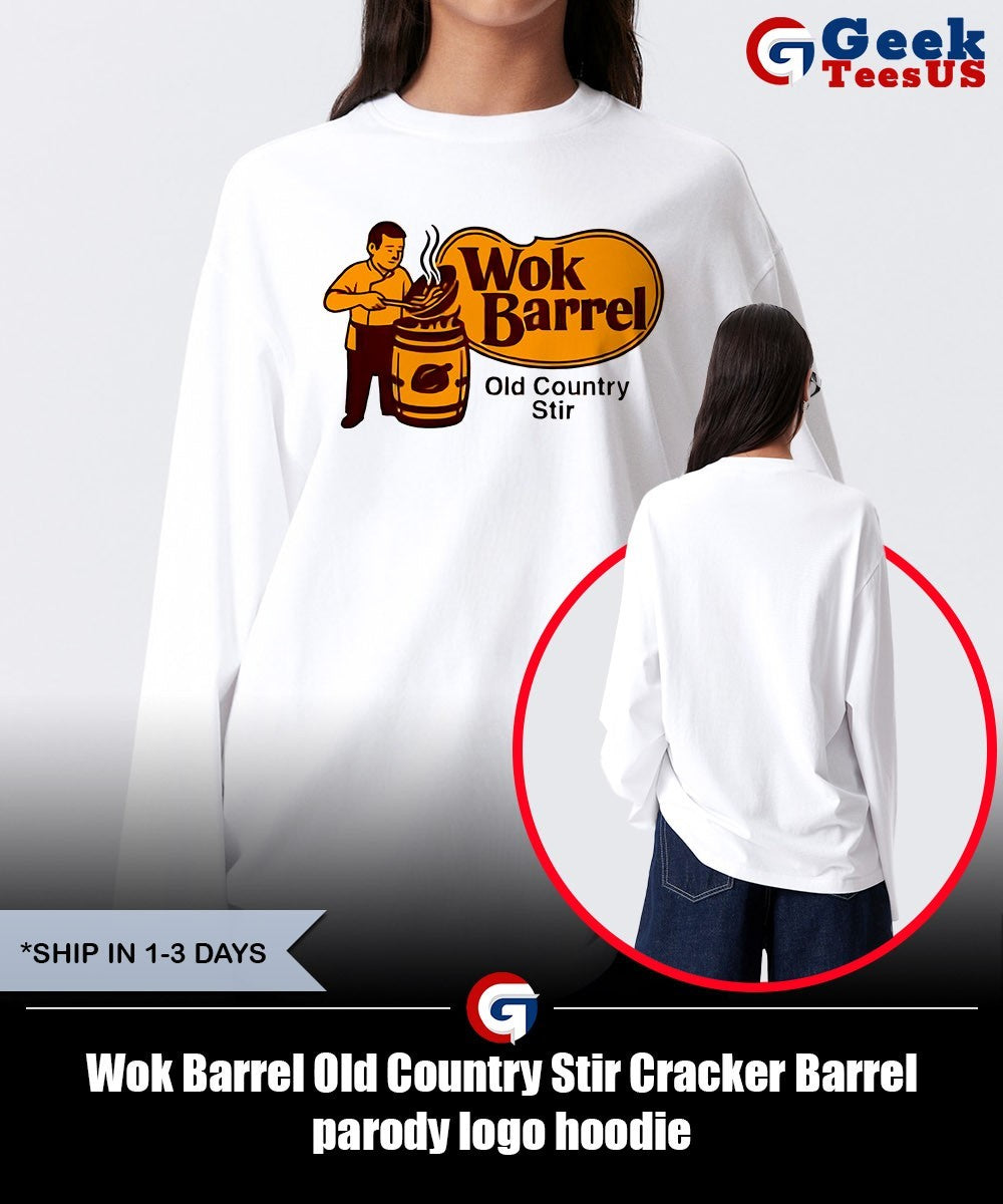 Wok Barrel Old Country Stir Cracker Barrel parody logo shirt