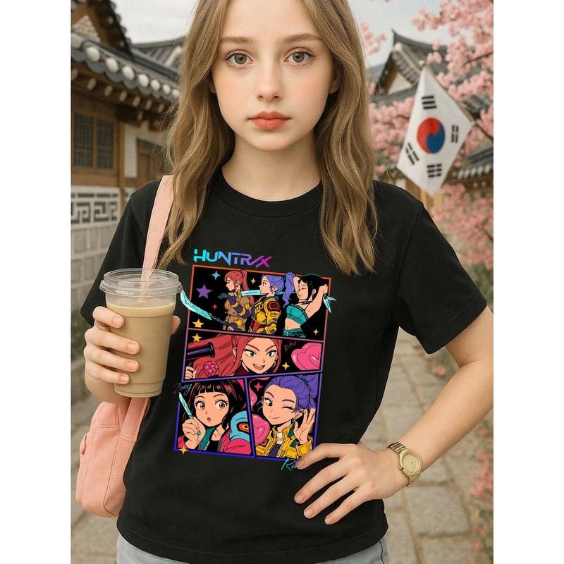 Women and Men KPOP Demon Hunters Graphic T-Shirt Anime Tees Movie Vintage Y2K Cotton T-Shirt Gift for Her A3