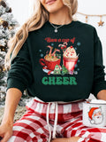 Women's Christmas Themed Graphic & Letter Print Drop Shoulder Sweatshirt, Casual Long Sleeve Round Neck Pullover for Fall & Winter, Ladies Clothes for Daily Wear
