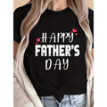 Women's Father's Day T-Shirt - Casual Short Sleeve Black Top with White Text & Red Heart Design, Lightweight Plus Size Machine Washable, Family Matching Outfits for Spring Summer Fall, Seasonal Versatile Wear, Relaxed Fit Tee, Comfortable Wear