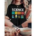 Women's Science Teacher Graphic Cotton T-Shirt - Relaxed Fit Short Sleeve Round Neck Tee with Periodic Table & Lab Equipment Design, Breathable Casual Top for Summer Parties & Casual Attire, Party Attire, Playful Design, Themed Apparel, Machine Washable