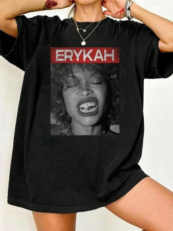 Women's Vintage T-shirt, Trendy Casual Smile Face Print Round Neck Graphic Tee, Retro Y2K Casual Short Sleeve T-shirt for Daily Wear, Top