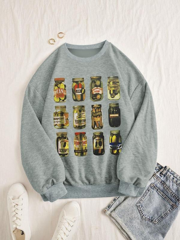 Women's Y2K Casual Loose-Fit Pullover Sweatshirt, Thick Fabric, Spring & Fall Fashion, Comfortable Daily Wear, Stylish Women's Clothing