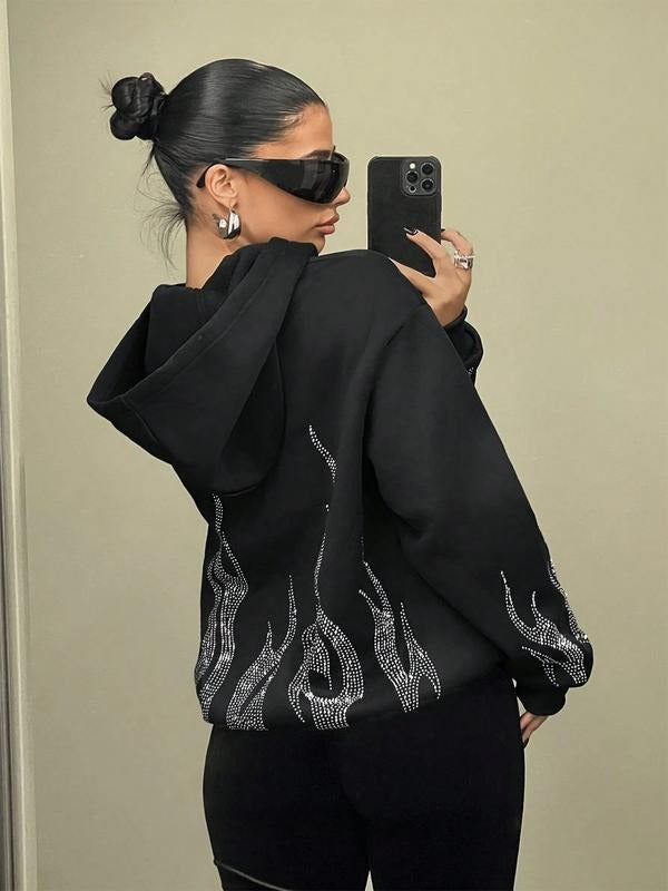 Women's Y2K style hoodie, Casual Drawstring Hooded, casual long sleeved zipper sweatshirt, printed with pattern letters, Spring and Autumn fashion style