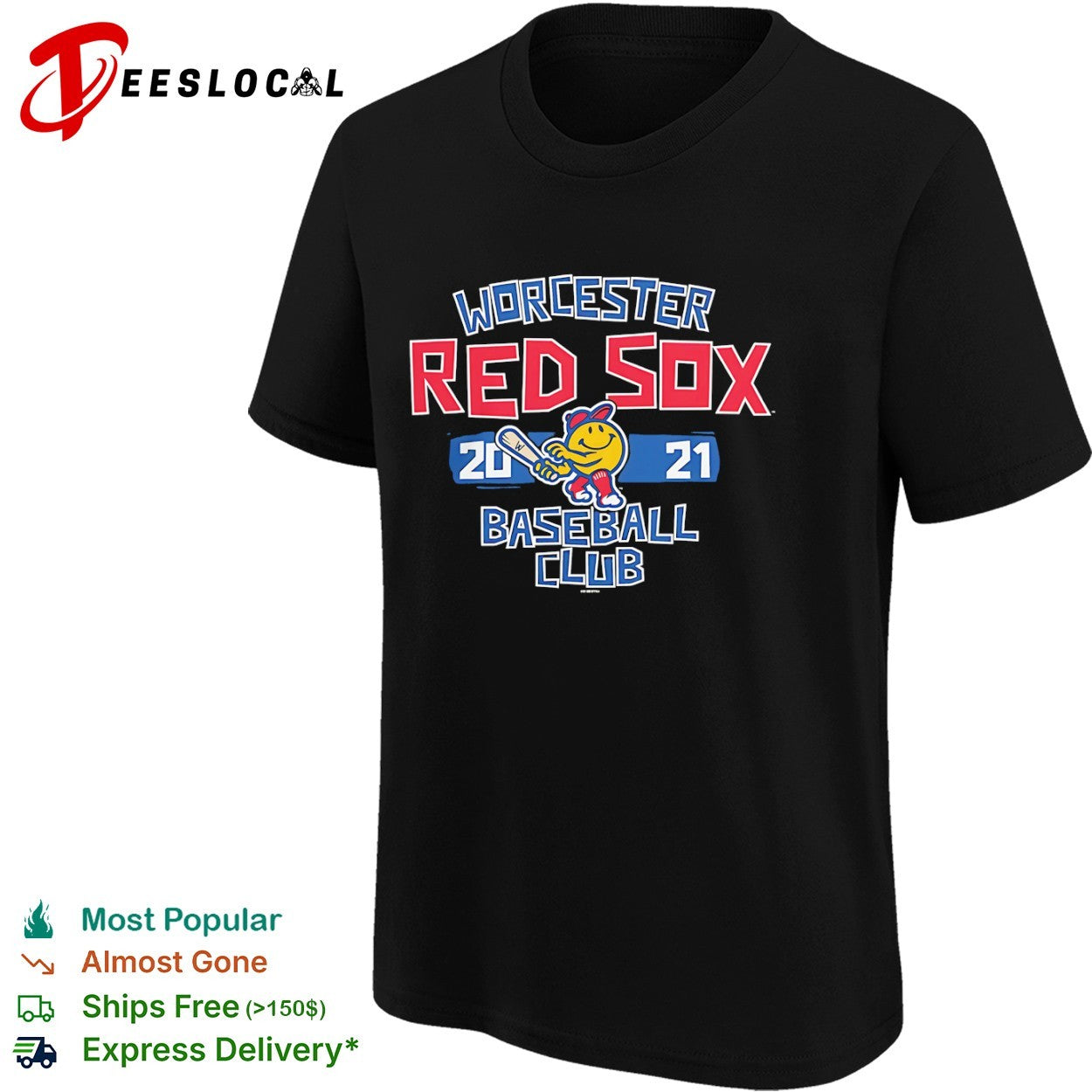 Worcester Red Sox 2021 Baseball Club Smiley Face shirt