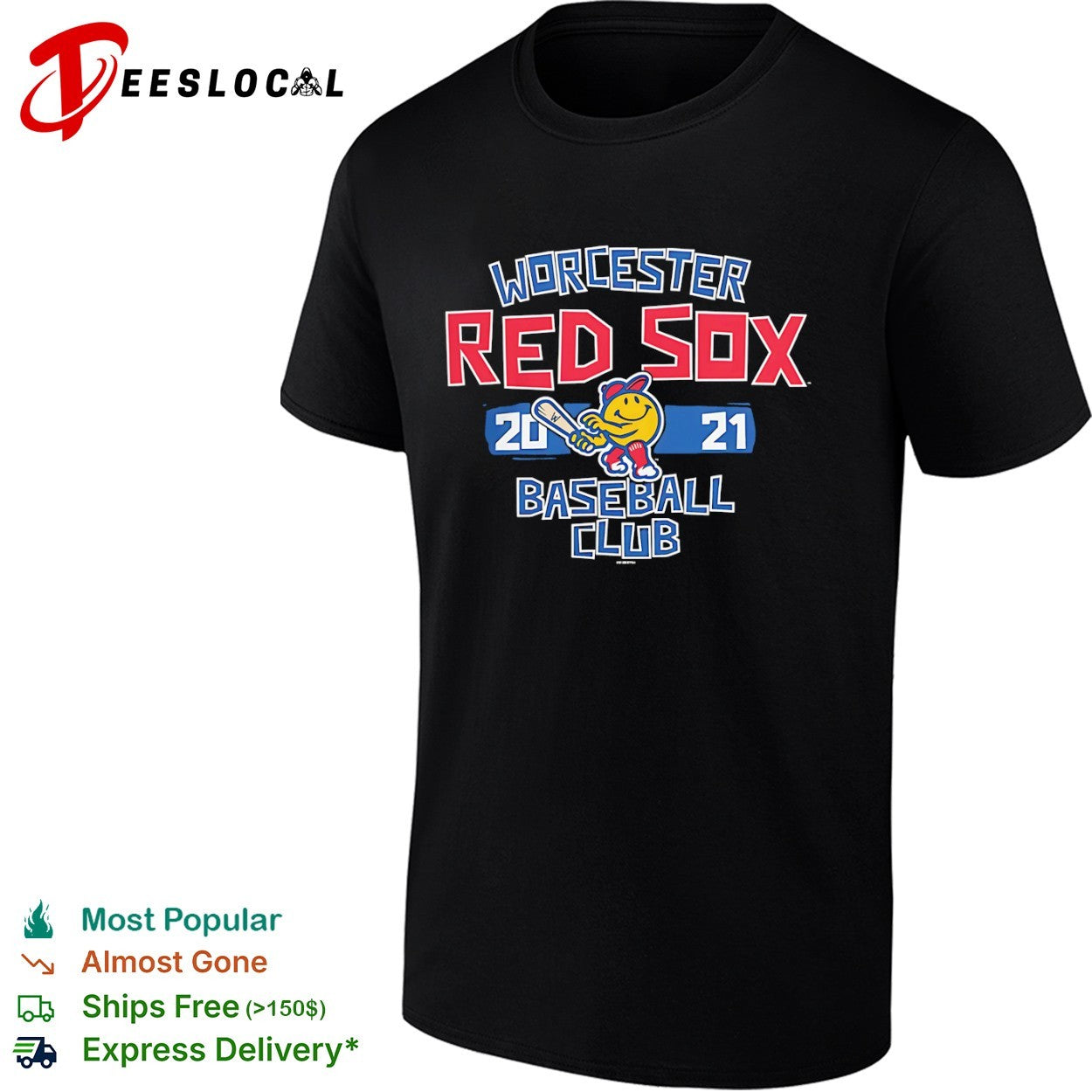 Worcester Red Sox 2021 Baseball Club Smiley Face shirt