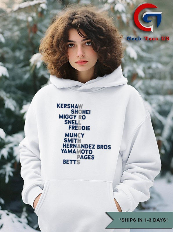 World Champs Acrostic players names Los Angeles Dodgers MLB shirt