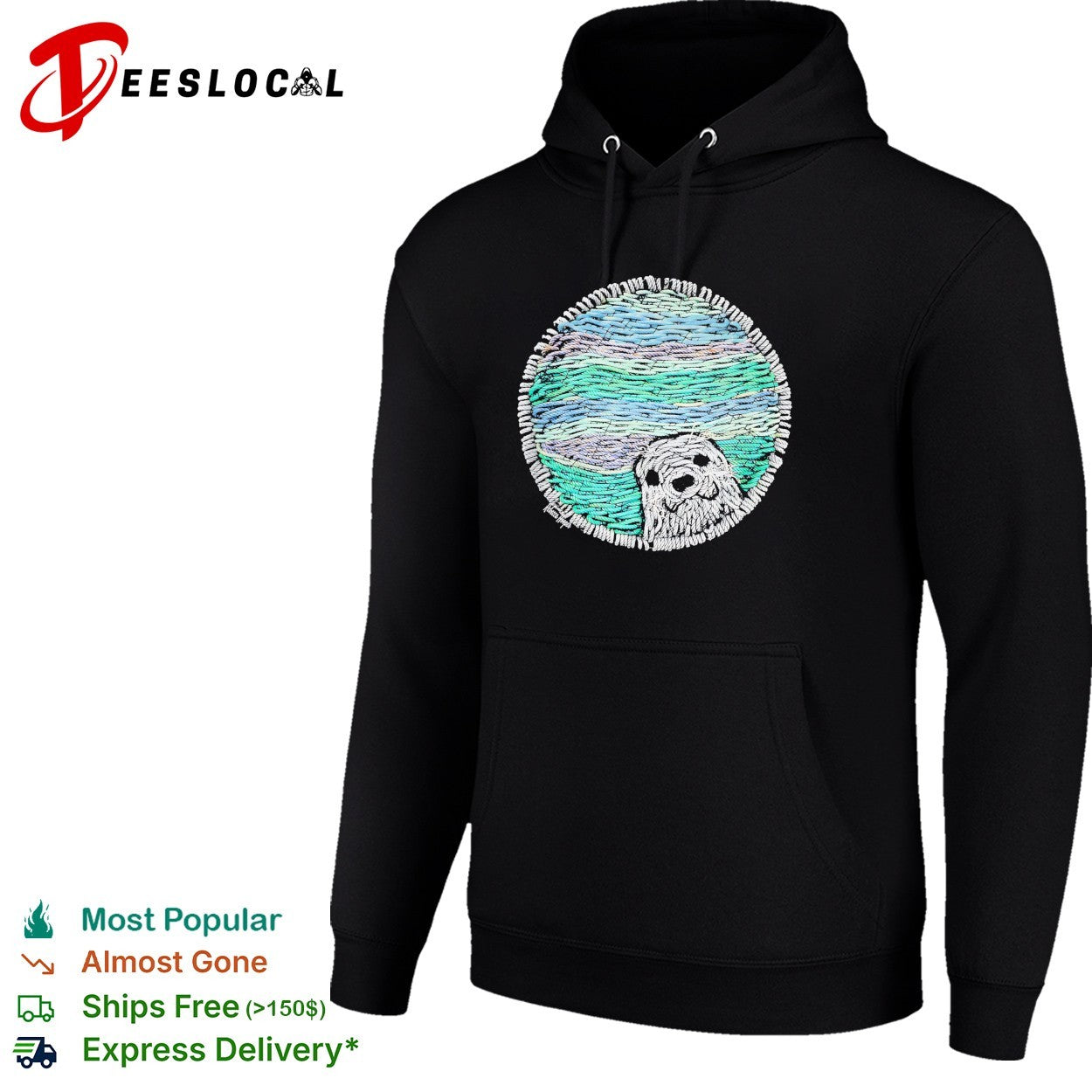 Woven yarn art seal ocean circle shirt