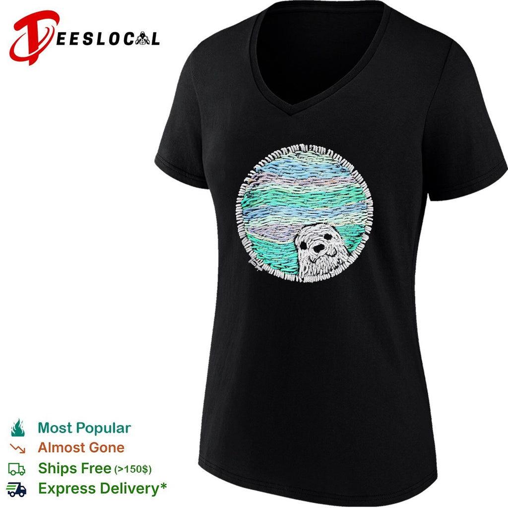 Woven yarn art seal ocean circle shirt