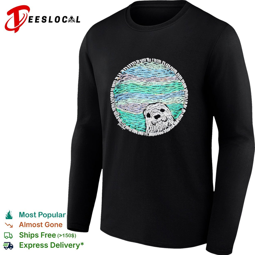 Woven yarn art seal ocean circle shirt