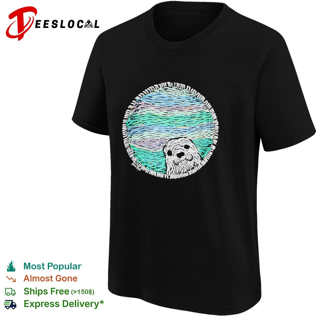 Woven yarn art seal ocean circle shirt