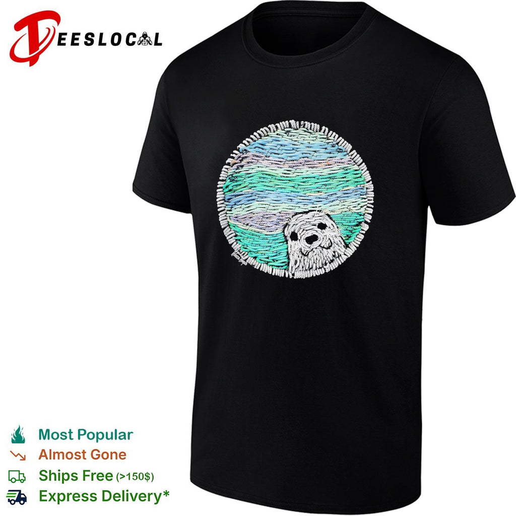 Woven yarn art seal ocean circle shirt