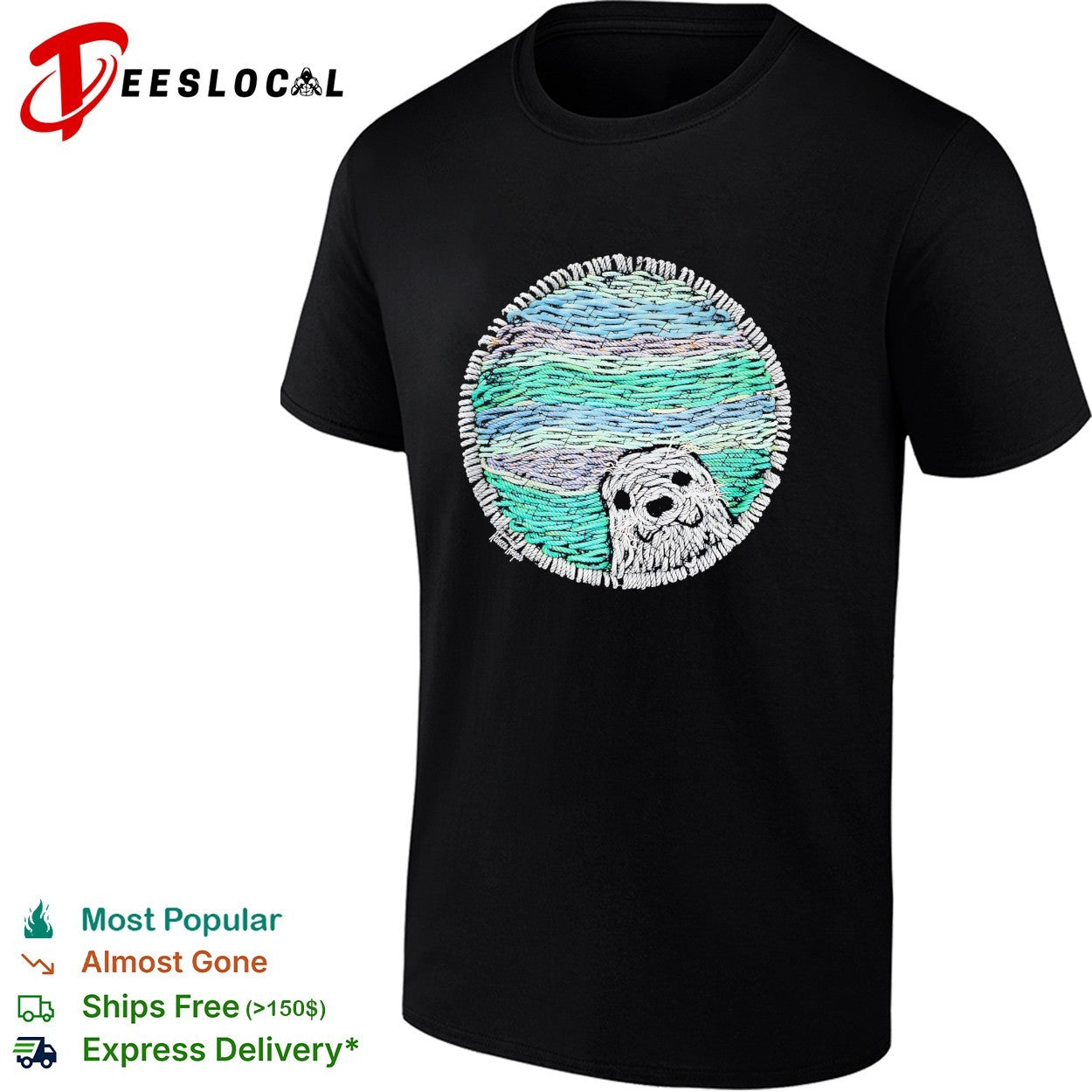 Woven yarn art seal ocean circle shirt