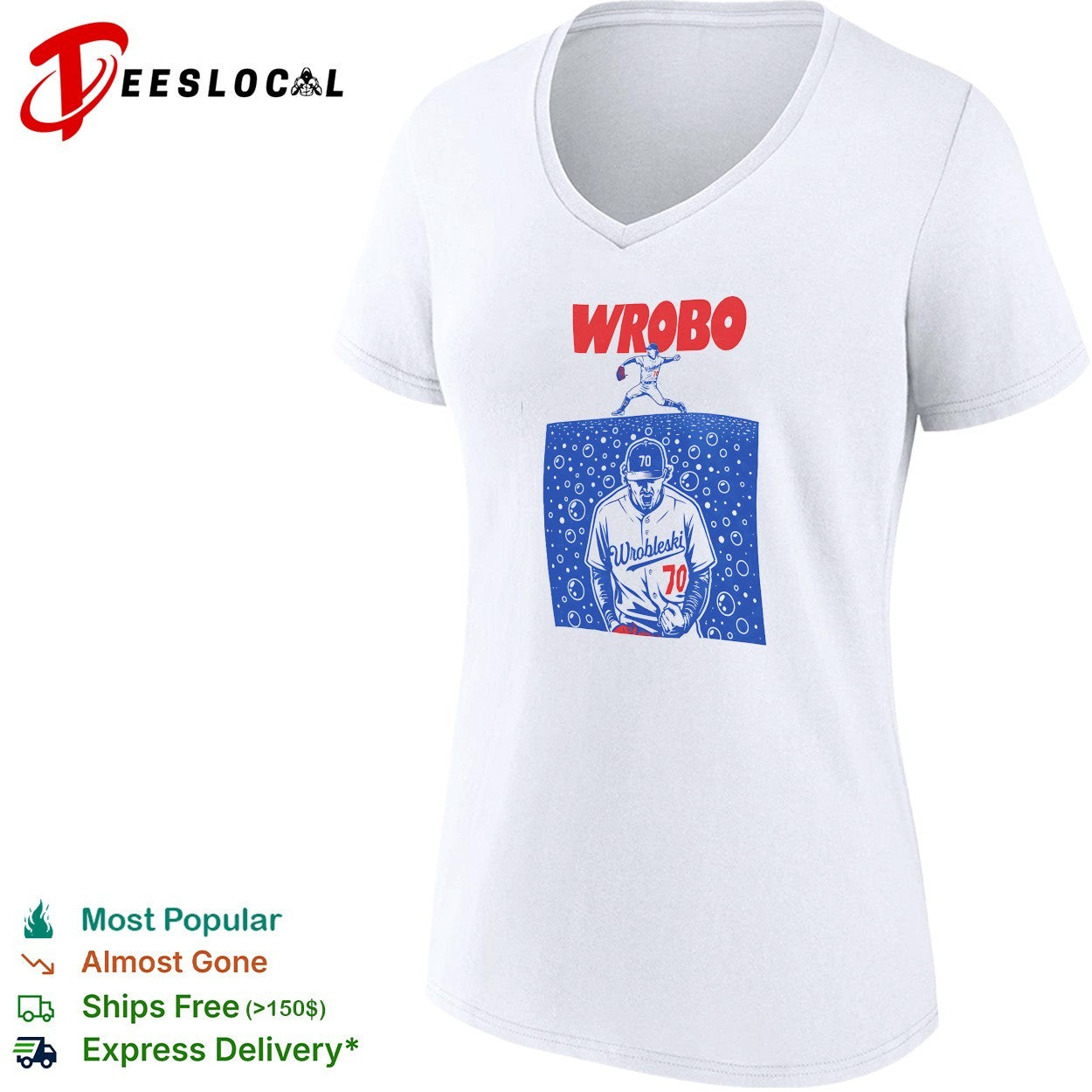 Wrobo Wrobleski baseball pitcher number 70 bubbles shirt