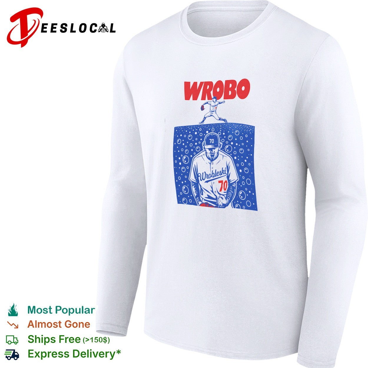 Wrobo Wrobleski baseball pitcher number 70 bubbles shirt