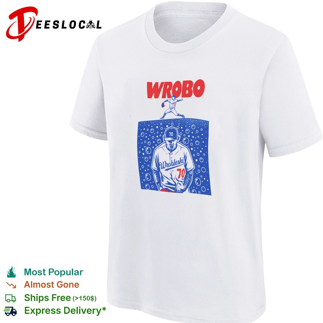 Wrobo Wrobleski baseball pitcher number 70 bubbles shirt
