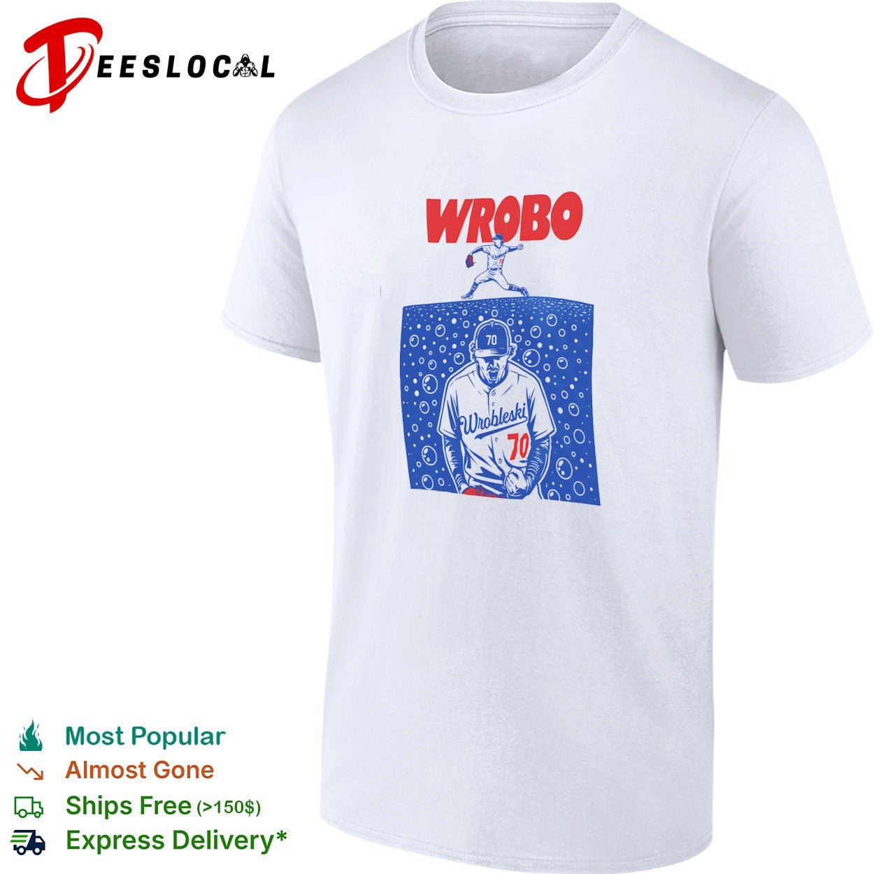 Wrobo Wrobleski baseball pitcher number 70 bubbles shirt