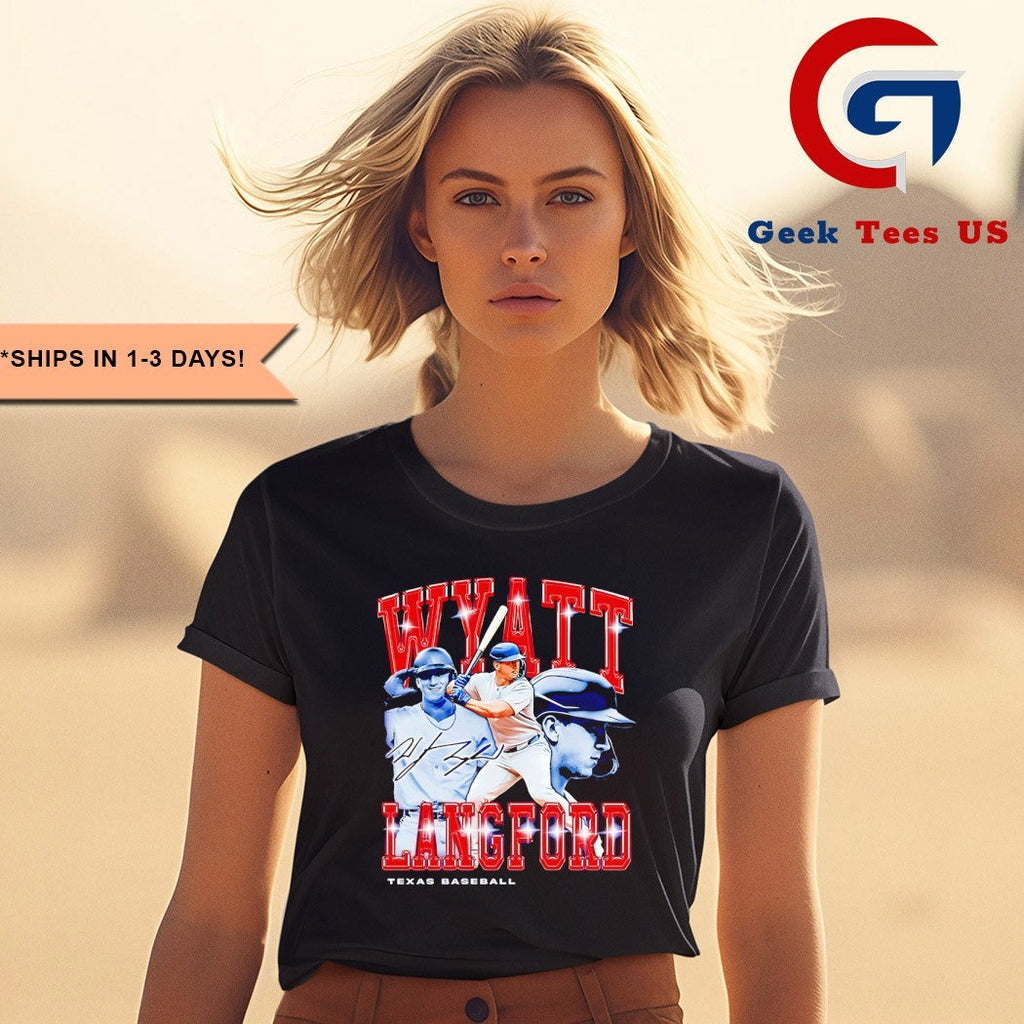 Wyatt Langford Texas Rangers baseball flair signature retro shirt