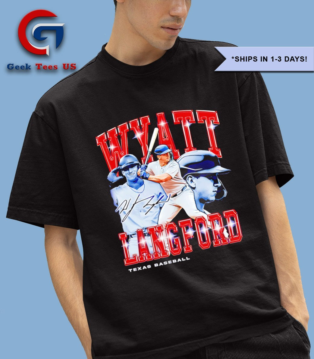 Wyatt Langford Texas Rangers baseball flair signature retro shirt