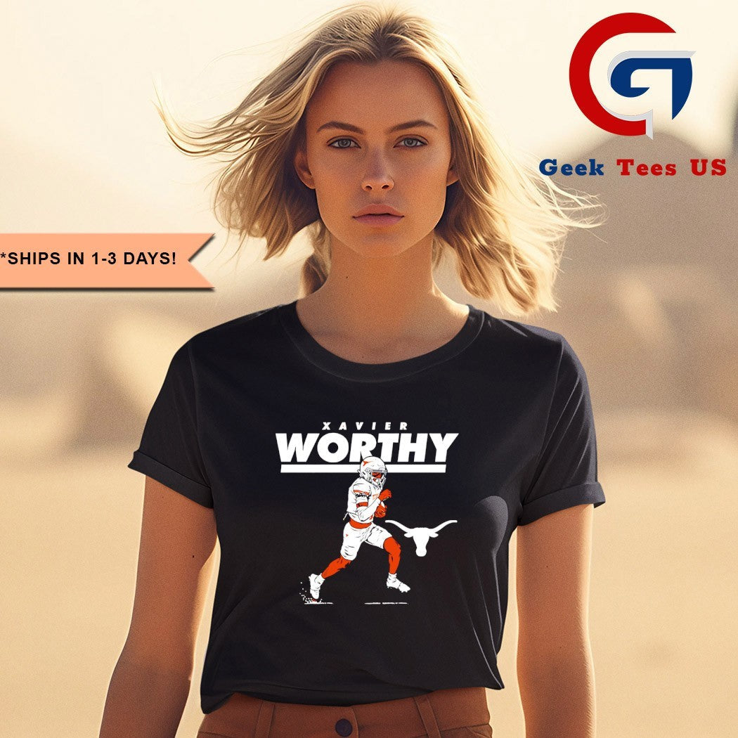 Xavier Worthy Texas Longhorns football signature shirt
