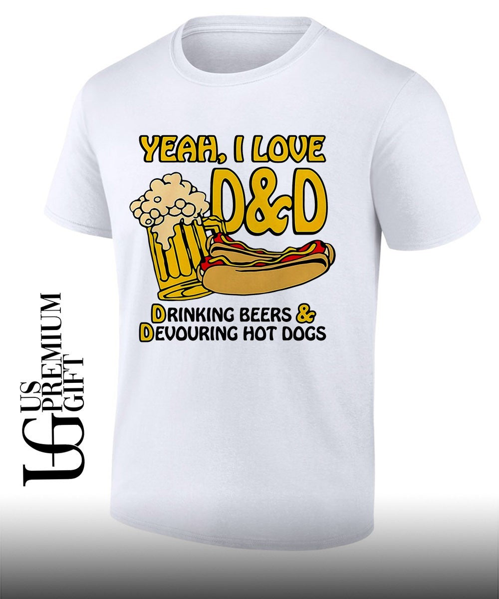 Yeah I Love D&D Drinking Beers and Devouring Hot Dogs shirt