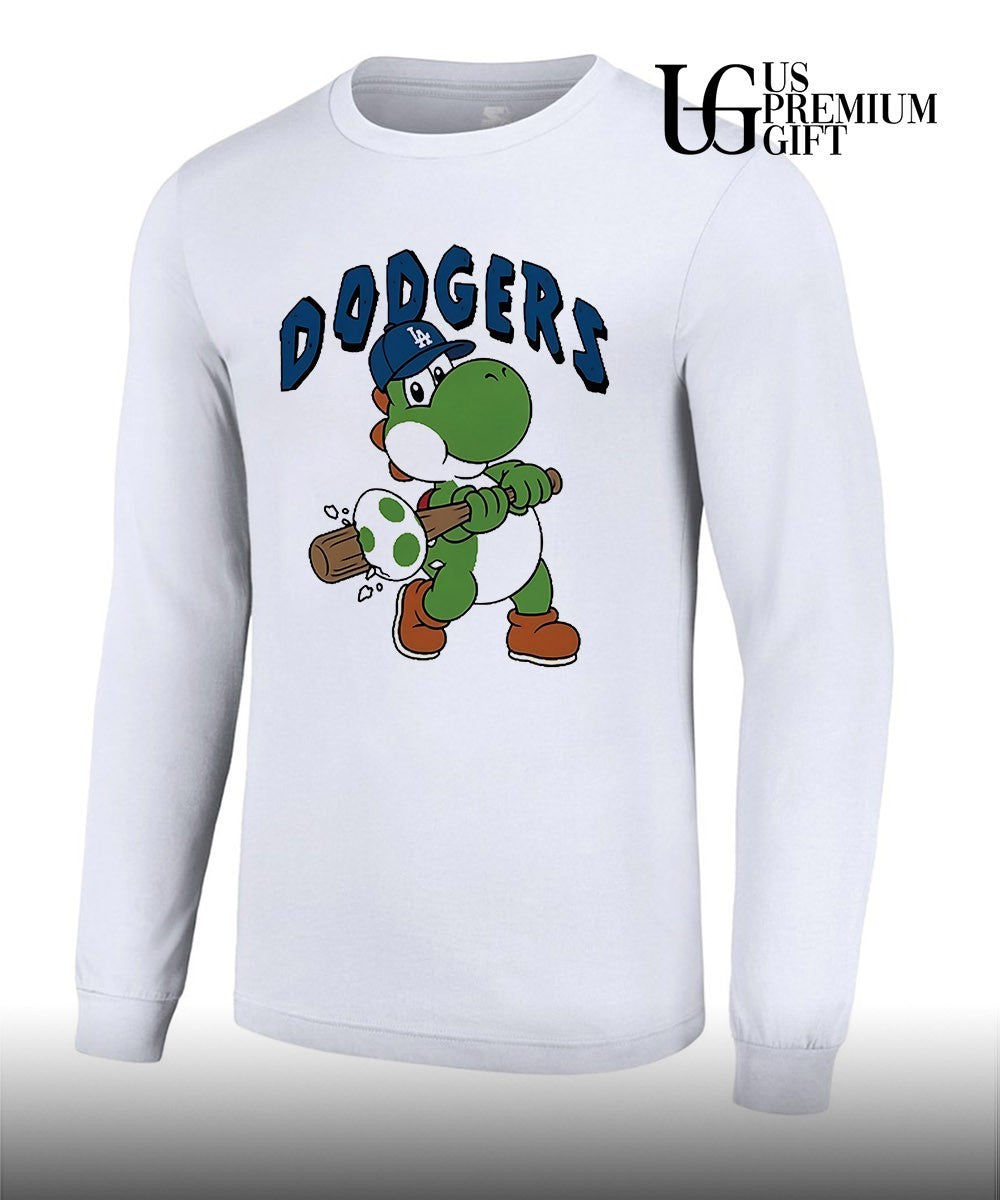 Yoshi Los Angeles Dodgers baseball egg cartoon shirt