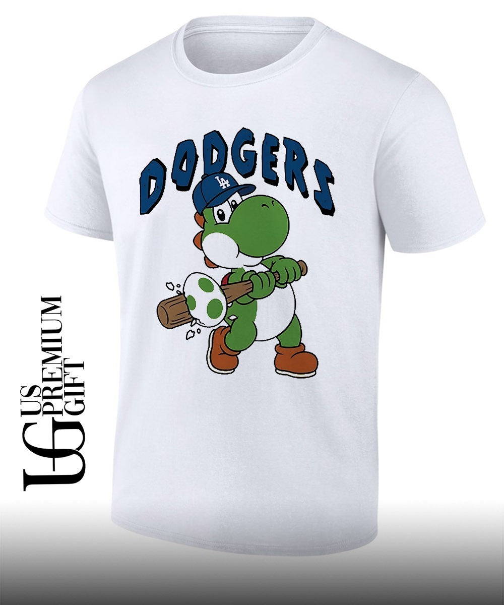 Yoshi Los Angeles Dodgers baseball egg cartoon shirt