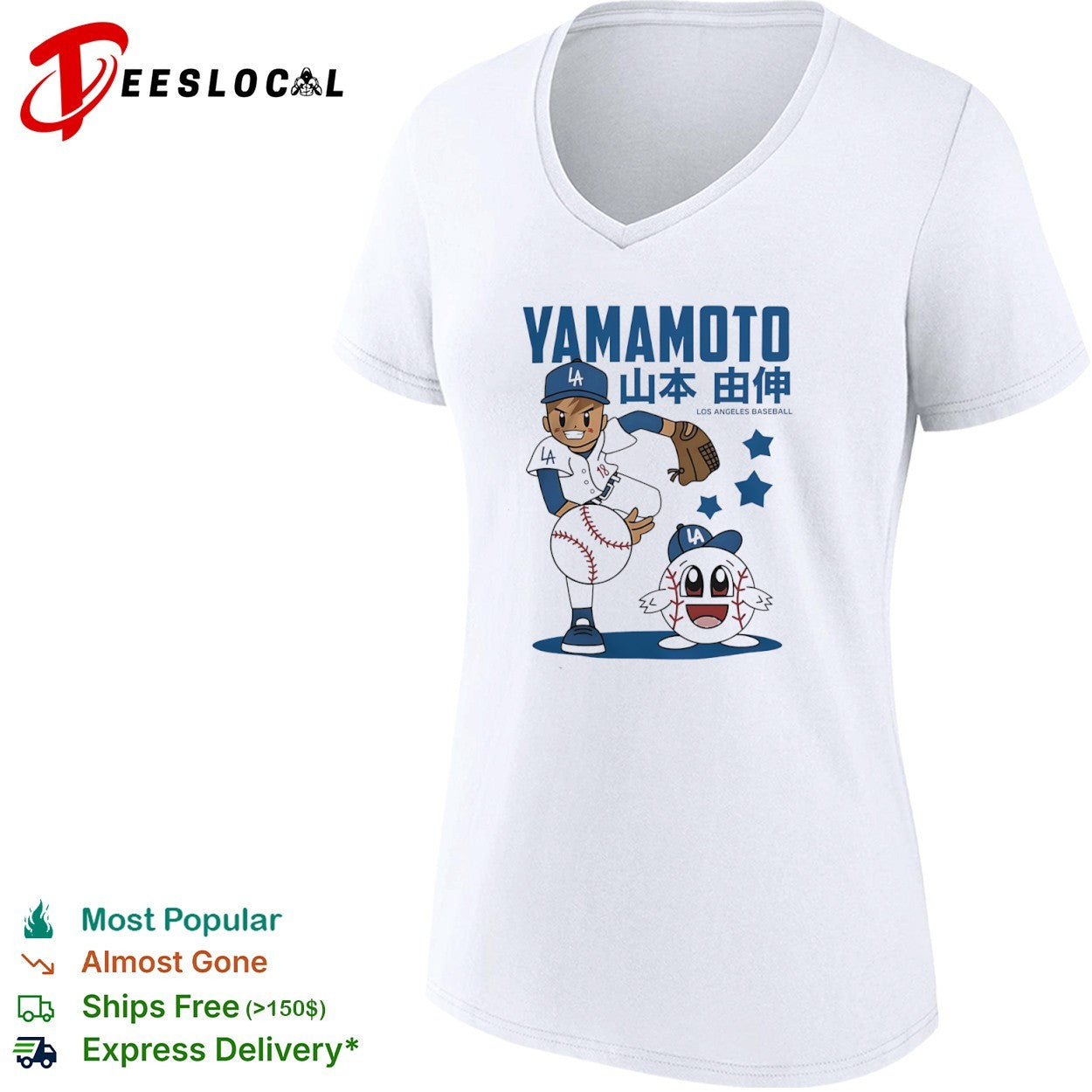 Yoshinobu Yamamoto Los Angeles Dodgers Cartoon Player shirt