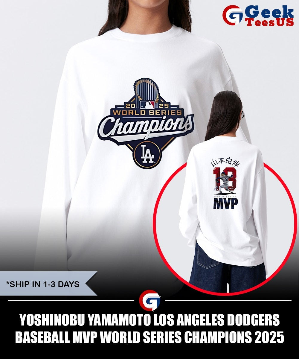 Yoshinobu Yamamoto Los Angeles Dodgers baseball MVP World Series Champions 2025 signature shirt