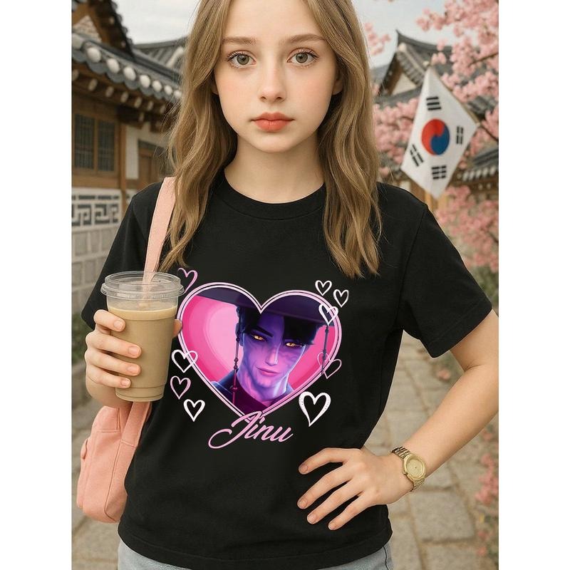 Young Girl's and Boy's KPOP Demon Hunters Graphic T-Shirt Anime Tees Movie Vintage Y2K Cotton T-Shirt Gift for Her A2