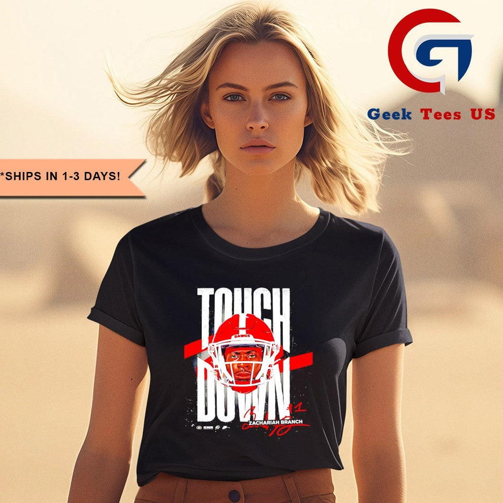 Zachariah Branch Georgia Bulldogs 47-Yard TD Touchdown signature shirt