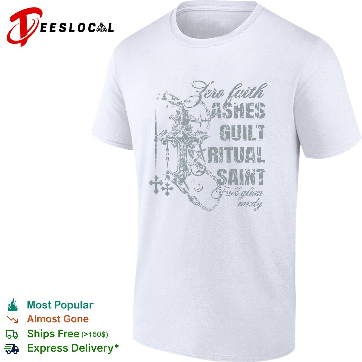 Zero Faith Ashes Guilt Ritual Saint Distressed shirt