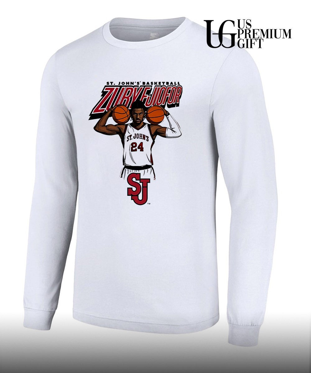 Zuby Ejiofor St. John’s Red Storm basketball pose shirt
