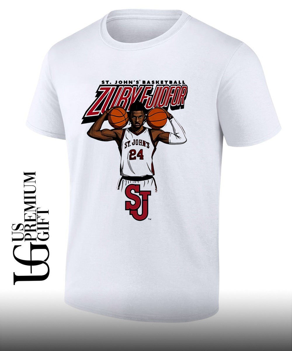 Zuby Ejiofor St. John’s Red Storm basketball pose shirt