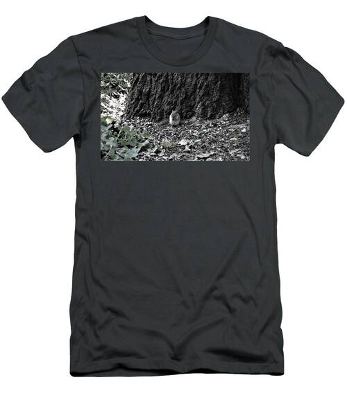 A Chipmunk's Lunch Time, In Black And White T-Shirt