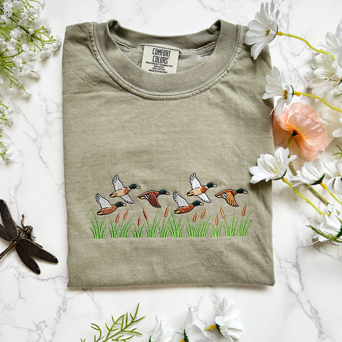 Embroidered Mallard Duck Outdoorsy Nature Tshirt