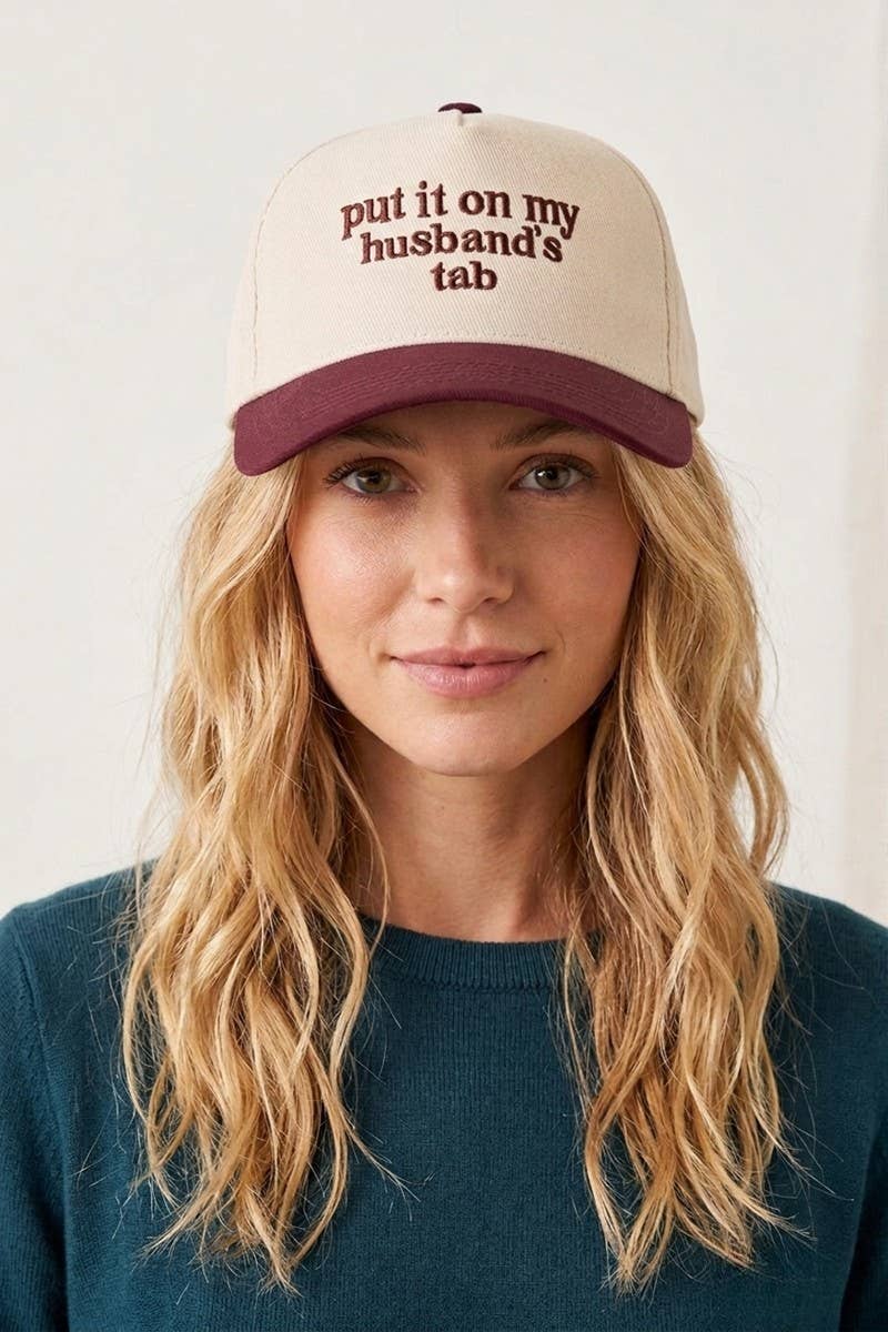 Put It On My Husband's Tab Two-Tone Cotton Cap | SI-27997