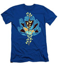Abstract Floral Art In Teal Blue And Yellow T-Shirt